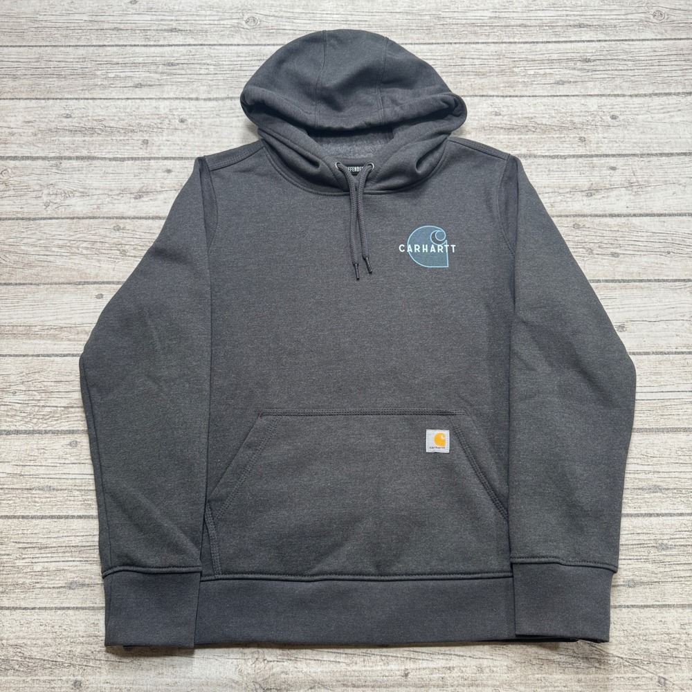 Carhartt Hoodie Women's Large Gray Rain Defender Relaxed Fleece Lined Workwear